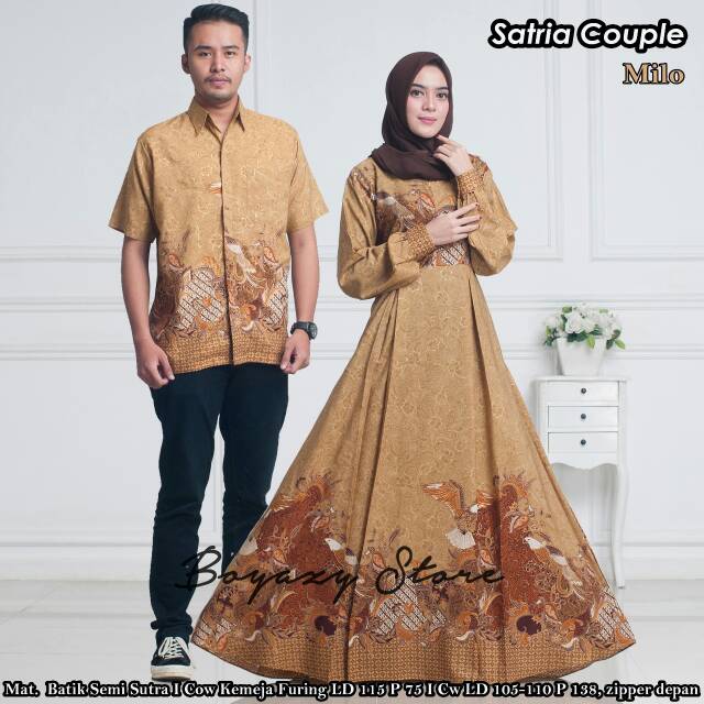 Satriyaa set couple sarimbit batik pasutri  gamis semi sutera