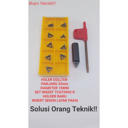HOLDER pahat bubut COLLTER PANJANG 35MM DIAMETER 10MM SET INSERT TCGT0902 R HOLDER COLLTER SET INSER
