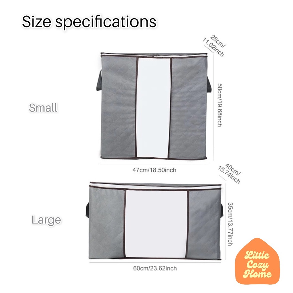 Fabric Storage Bag / Tempat Penyimpanan Pakaian Bed Cover Jumbo / Sprei Kotak Penyimpanan Baju Selimut Serbaguna Multifungsi Bamboo Storage