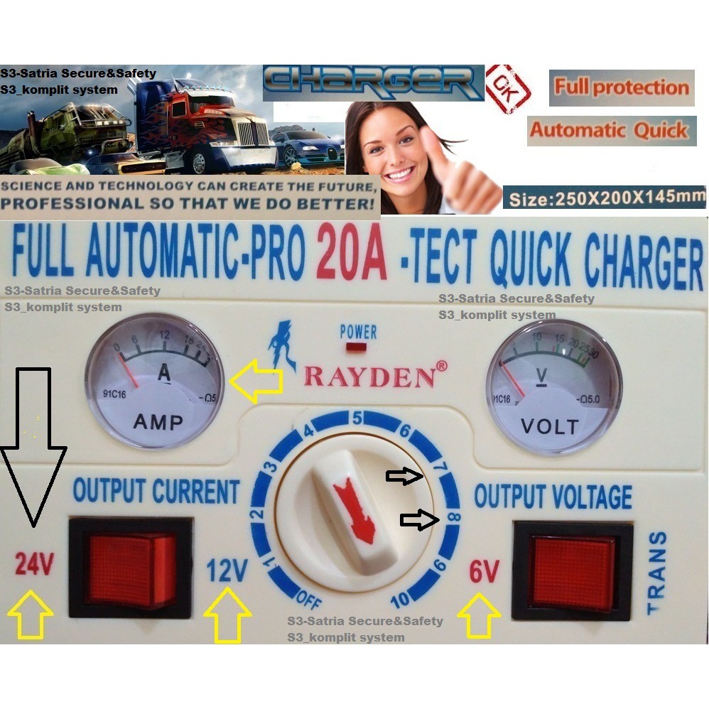 ACCU CAS AKI CHARGER AKI 6V -12V-24V AUTOMATIC / CHARGER BATTERAI