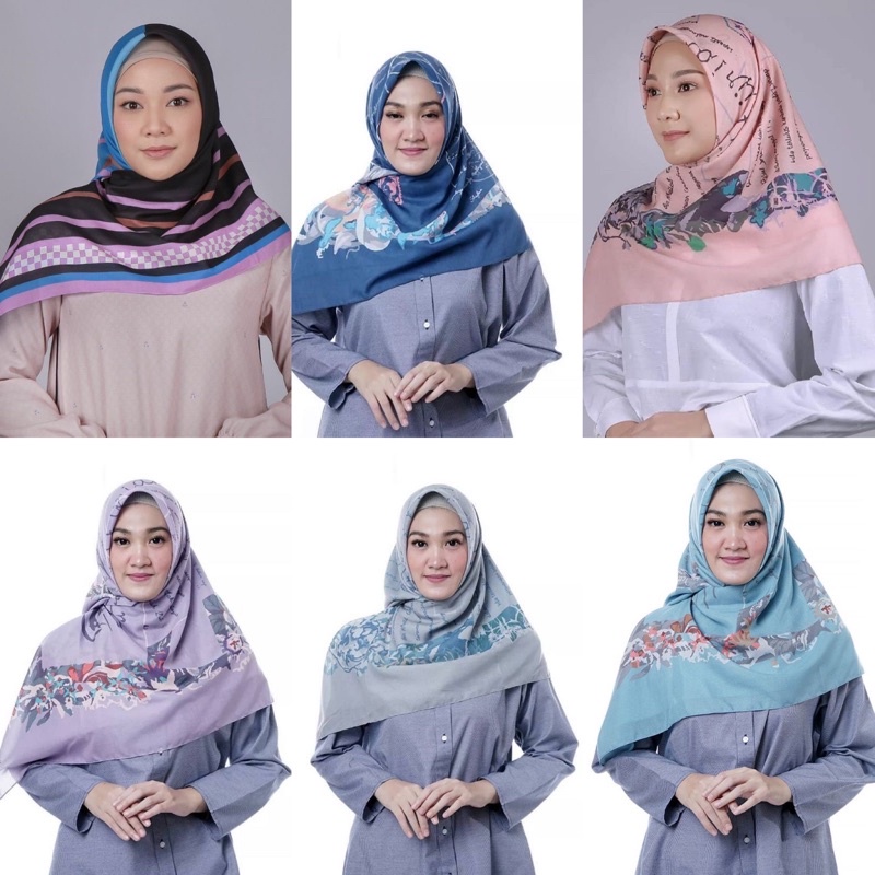 scarf zoya | hijab segi empat motif | bahan voal | motif random