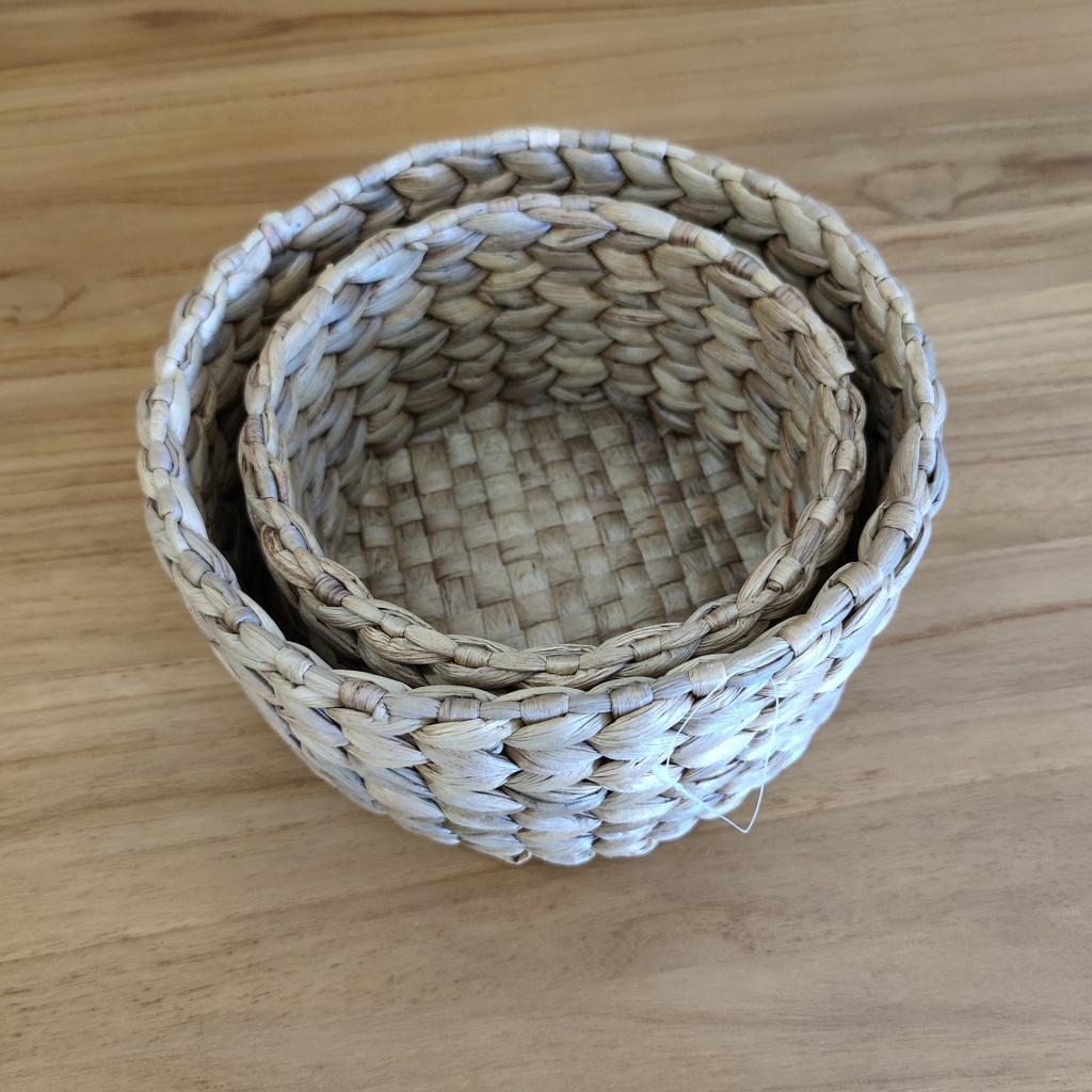 AKN88 - Keranjang Tray Mini Pot Bulat Ceper Kecil Enceng Gondok - 20x20x11cm