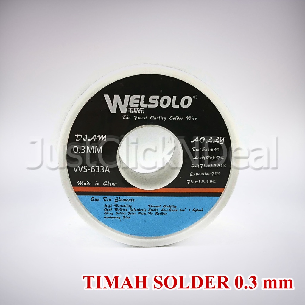 Timah Solder Welsolo Tipis 0.3 mm Original