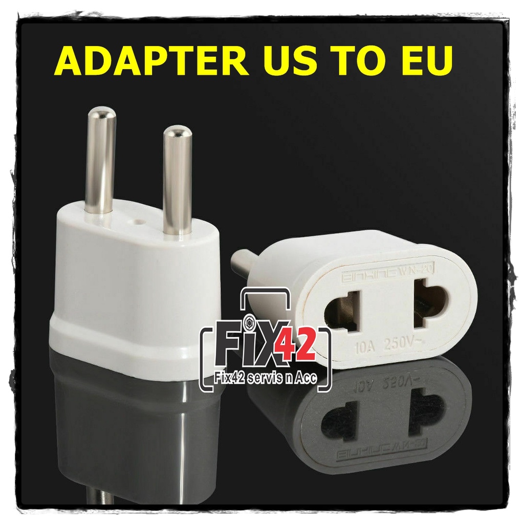 Adapter Konventer Travel Jack US TO EU Charger Wall AC Power Plug 1pcs.