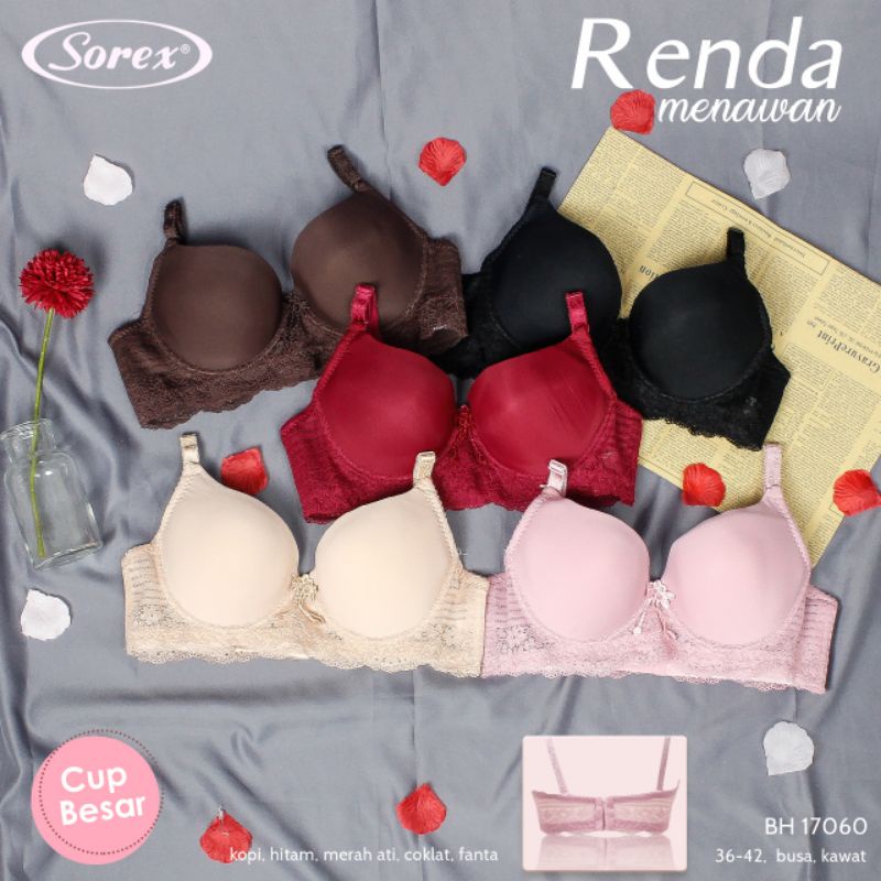 Bra BH Sorex 17060 Kawat | Aksen Renda Cantik Kait 3