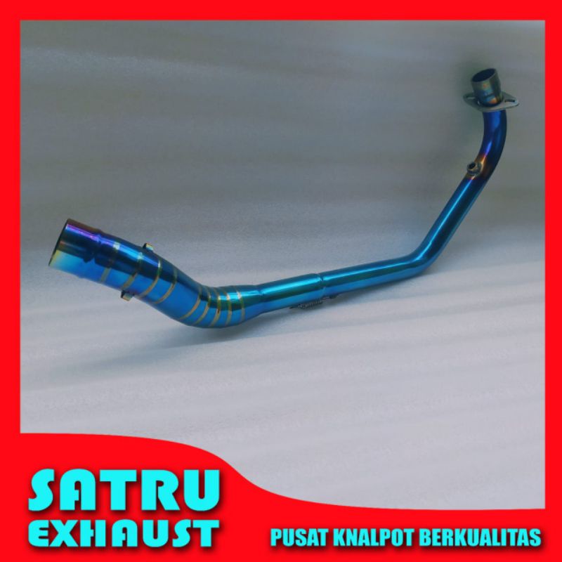 Pipa leheran knalpot bluemoon Cb150r New full stainless - Leheran knalpot full blue Cb New 150r