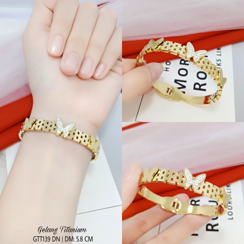 Gelang Titanium Wanita Kupu Kupu GTT139 DN