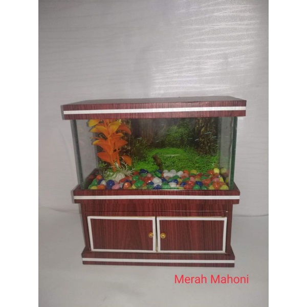 Aquarium Cupang Merah mahoni + Lampu LED USB