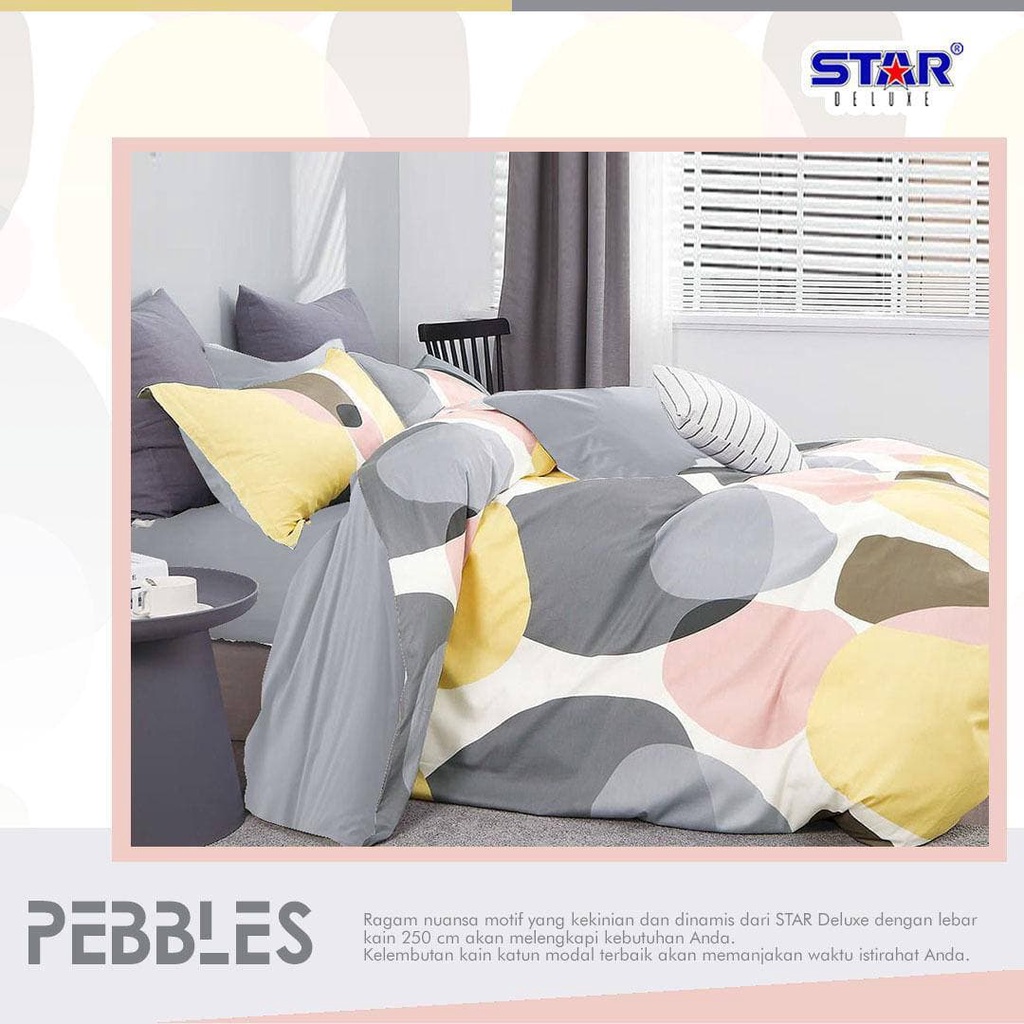 KONICO kain Katun sprei Meteran Motif karakter MINIMALIS PEBBLES Tabur Star Esra Grow Catra
