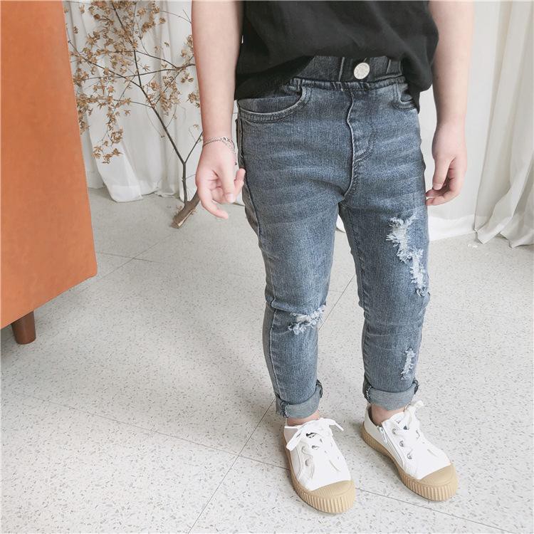  Celana  Jeans Hitam Robek Robek Anak Perempuan Bahan  Karet  