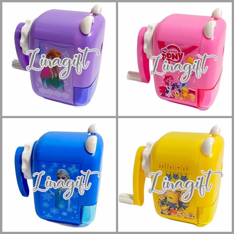 SHARPENER - SERUTAN PUTAR MOTIF KECIL - RAUTAN PUTAR PENSIL MEJA TRANSFORMER FROZEN MICKEY MINNIE PRINCESS RABBIT HELLOKITTY SUPERHEROES BATMAN CAPTAIN AMERICA IRONMAN SPIDERMAN MINION BTS UNICORN PONY RILAKUMA PINK BLUE GREEN TOSCA ROBOT CARS FROZEN