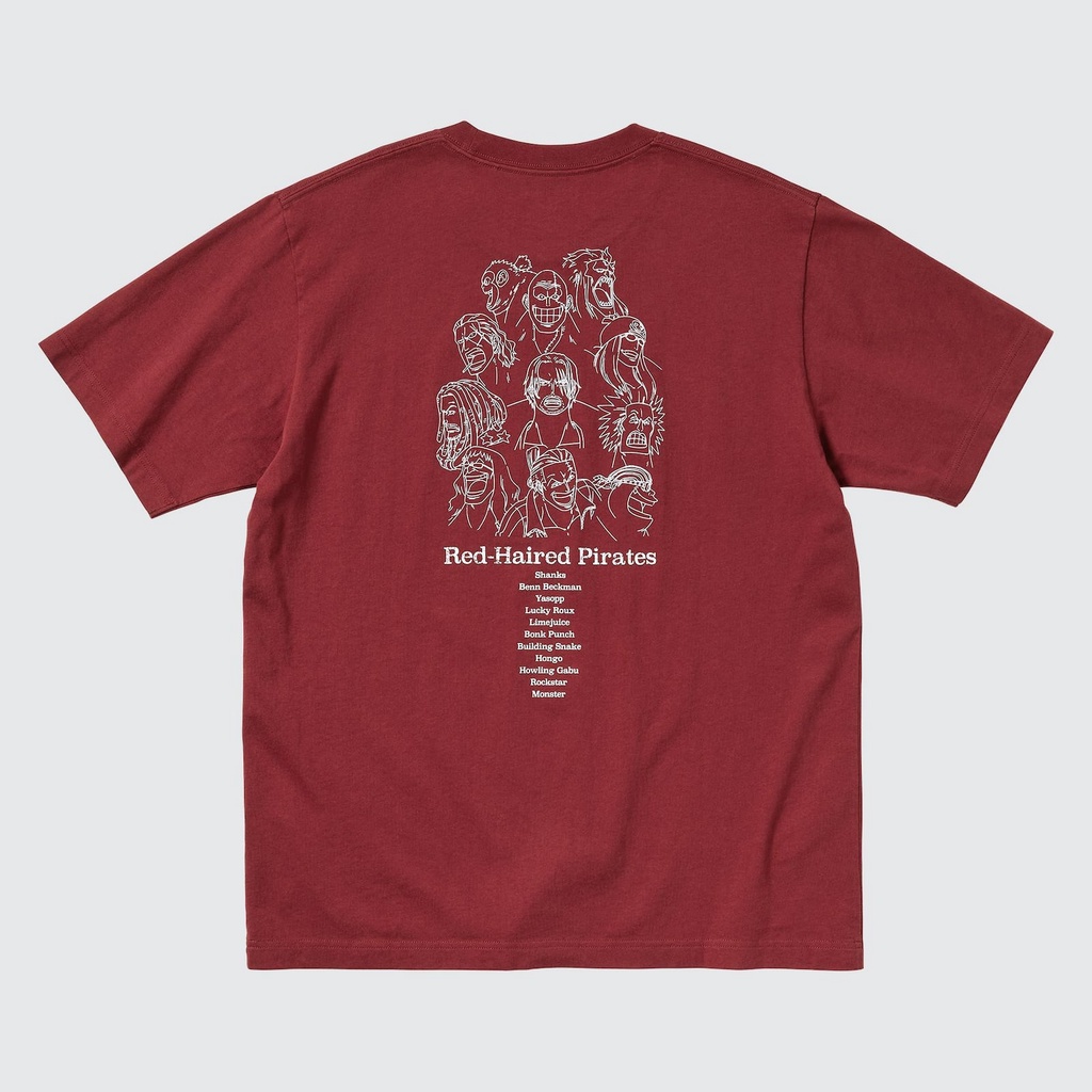 T-SHIRT ONE PIECE X UNIQLO 2022 | UNIQLO X ONE PIECE FILM RED | UT GRAPHIC T-SHIRT | AKAGAMI | SHANKS | KAOS ANIME | STREETWEAR-AKAGAMI MAROON
