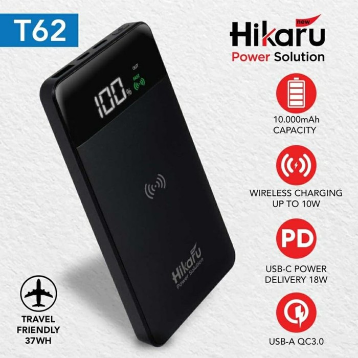 HIKARU T62 10000mAh COMPACT WIRELESS POWER BANK