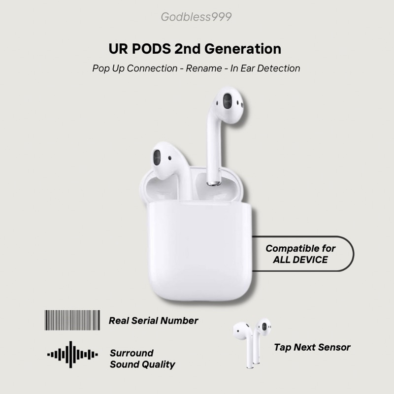 UR Pods Gen Model 2 - Charging Case & Headset Wireless-0
