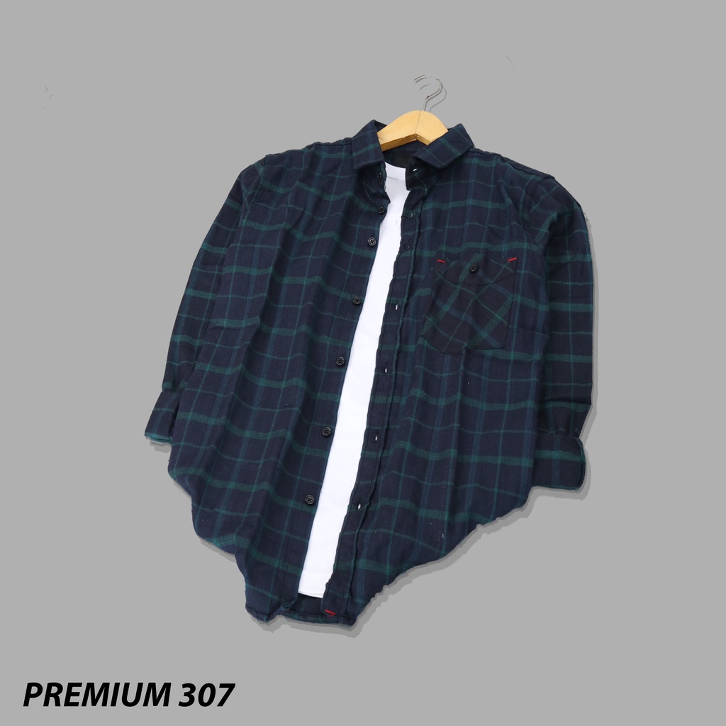 Kemeja Flanel Pria Lengan Panjang Unisex Modern