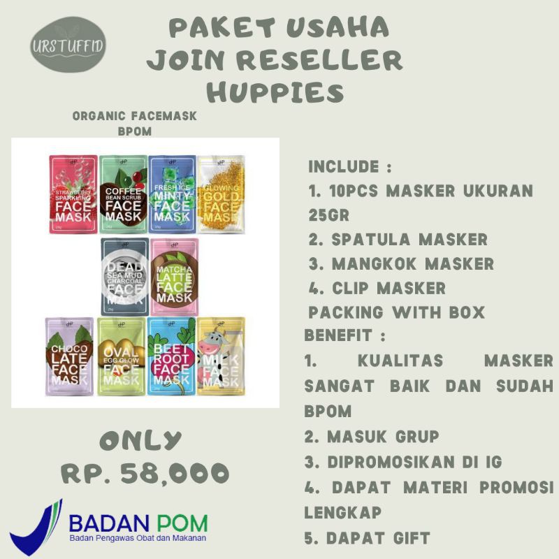 [AWAL JOIN] PAKET USAHA HUPPIES MASKER ORGANIK BPOM - JOIN RESELLER