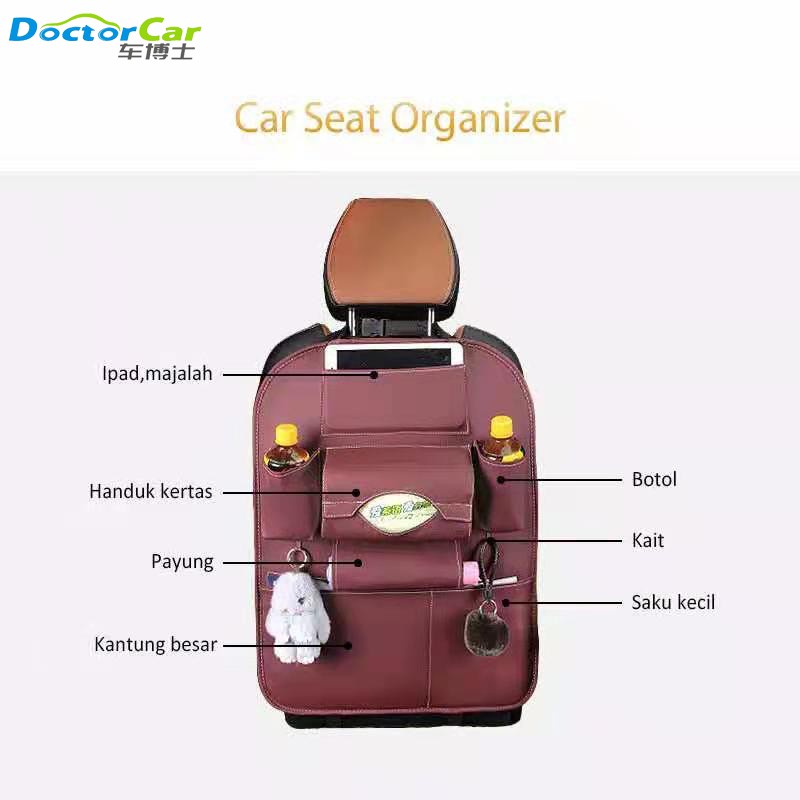 Car Organizer Tas Kursi Multifungsi Kulit Tas Jok Tempat Tissue mobil Mewah Elegan