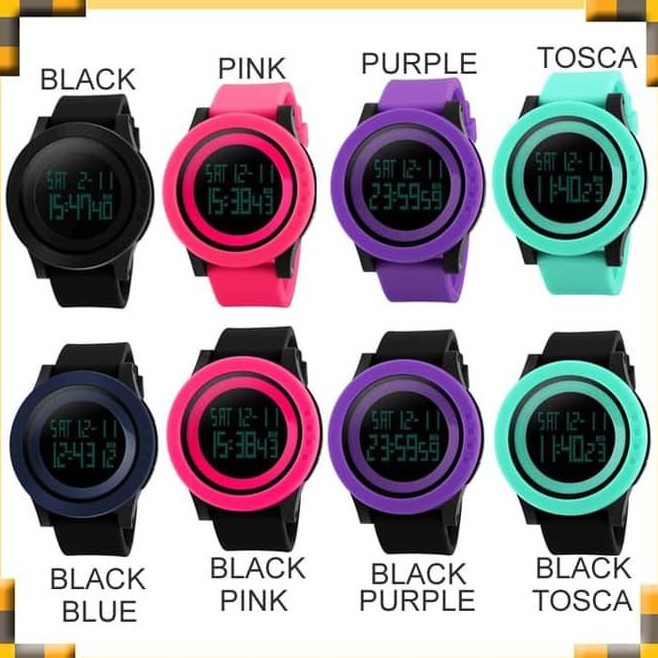 Terlaris Jam Tangan Wanita Skmei 47Mm Female Led Display Watch Casio Black 1142 - Female Kecil