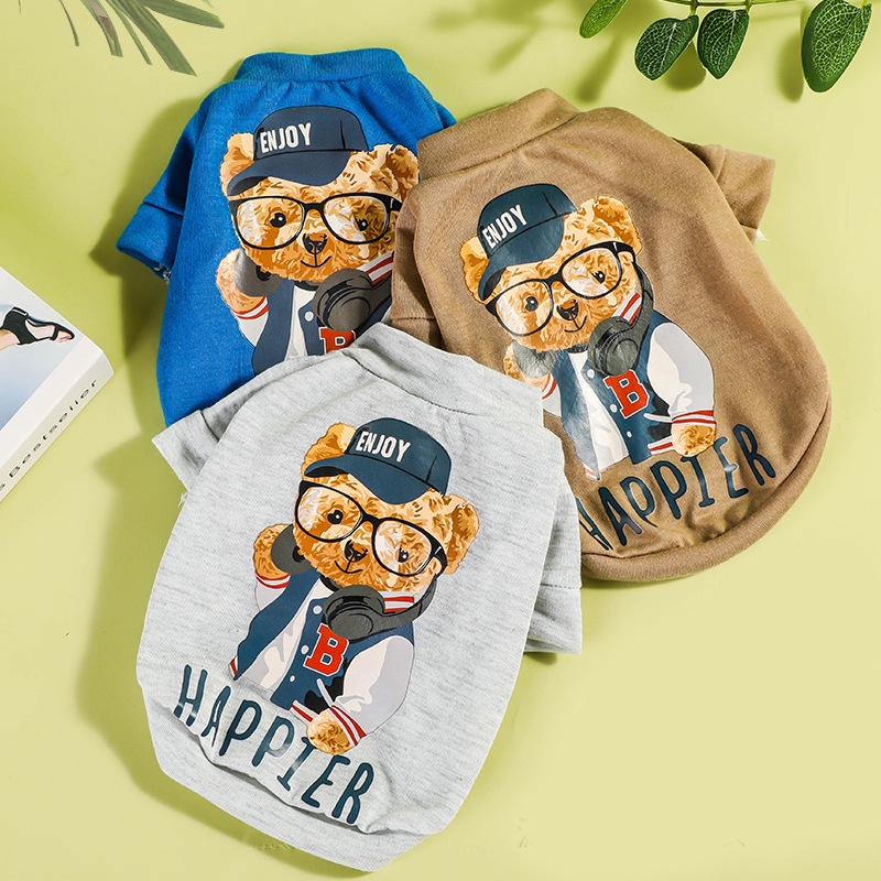 Sweater Kaos Hoodie Motif Kartun Beruang Dengan Saku Besar Untuk Anjing / Kucing Peliharaan