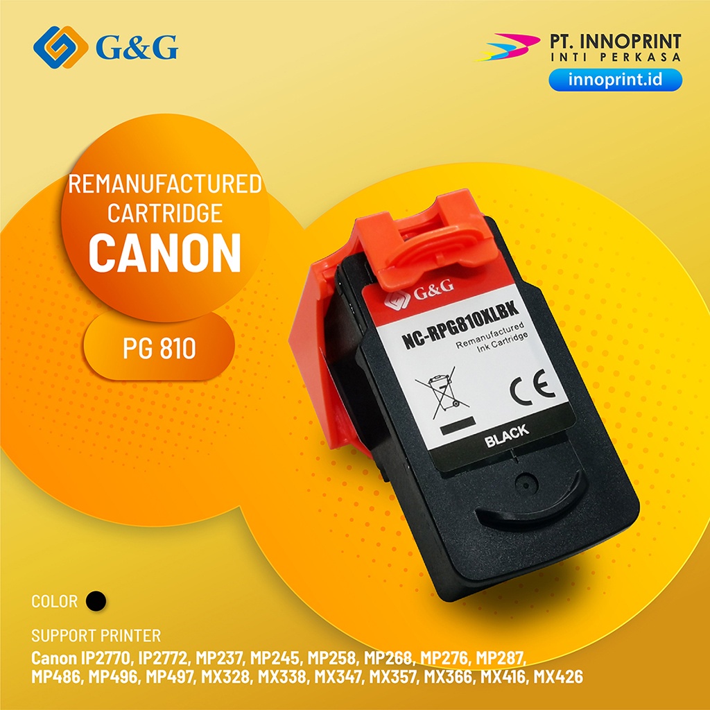 Remanufactured Canon PG 810 XL Black Inkjet Cartridge for IP2770, IP277, MP245, MP258, MX366, MX416
