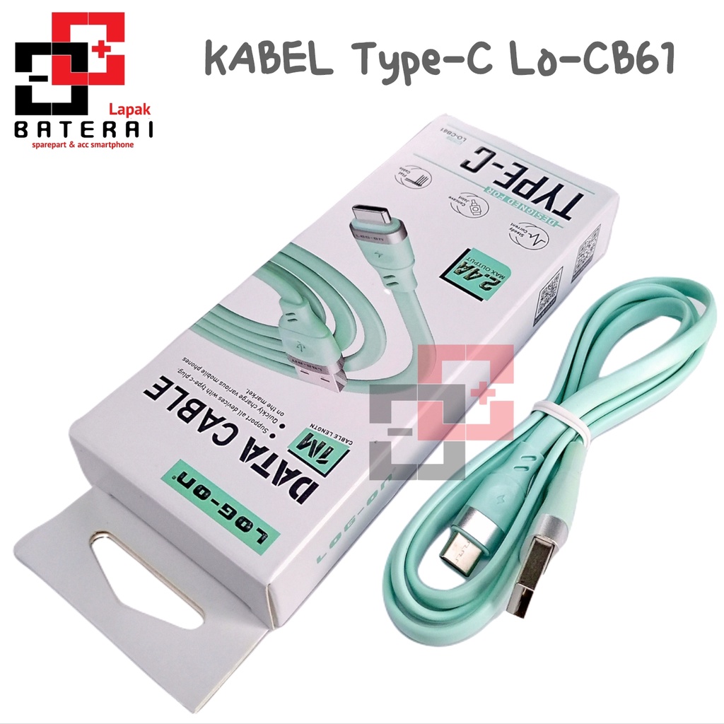Log On - CB61c Type C Kabel Charger 2.4A Fast Charging / Quick Charger 3.0 100cm / Kabel Data - 1 Tahun Garansi
