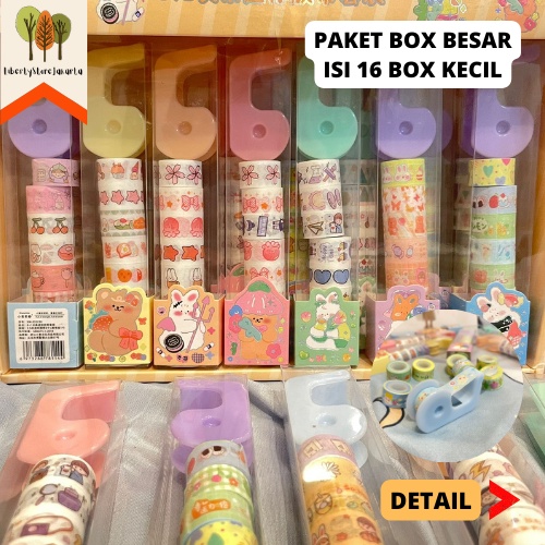 

Paket Box Besar ISI 16 Box Kecil Berisi 8 Solatip Mini dan Dispenser Mini Setiap Box Kecil Motif Kartun Cewe Makanan Warna Pastel Fancy Best Gift Present For Birthday Event Souvenir Alat Tulis Kantor Sekolah Grosir Kado Ulang Tahun READY COD