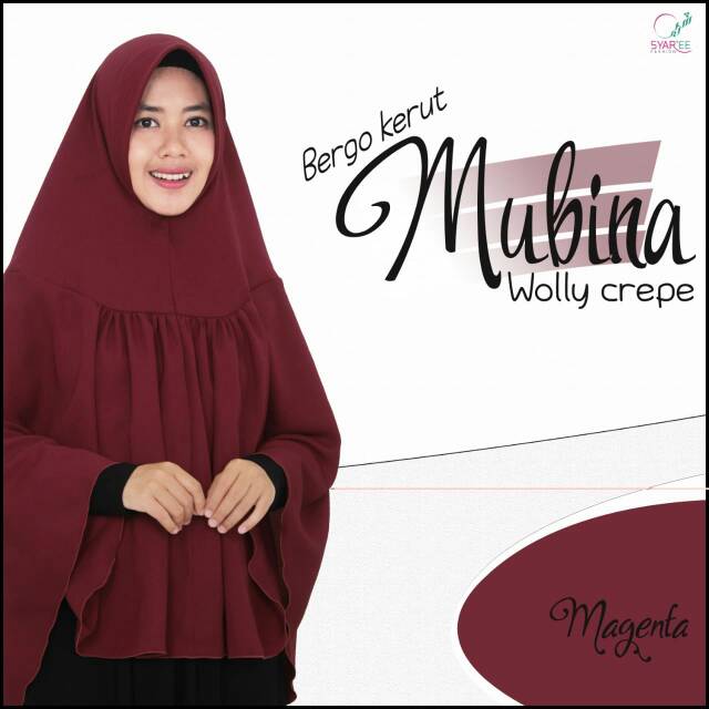 SYAREE SALE Bergo Kerut Mubina Sisa Warna Magenta dan Mustard Bergo Wollycrepe Berkualitas by Syaree