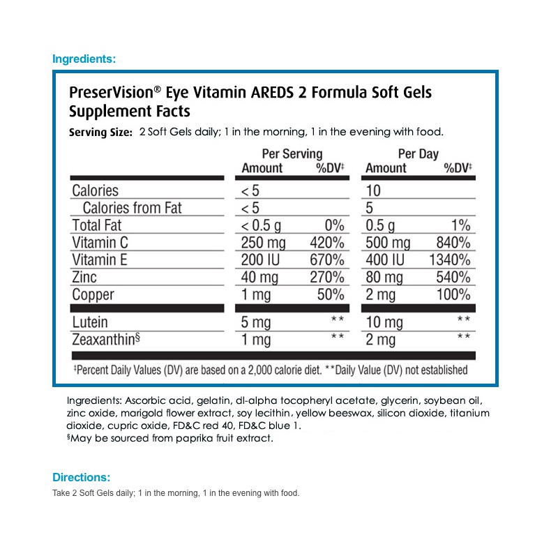 Bausch+Lomb PreserVision Eye Vitamin AREDS 2 Formula