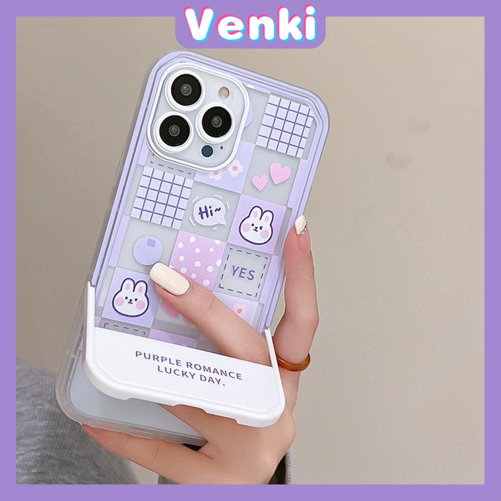 iPhone Case Acrylic Invisible Folding Stand Silicone Soft Case Airbag Shockproof Camera Cover Bear Cute Cartoon Compatible For iPhone 11 Pro Max 13 Pro Max 12 Pro Max 7Plus XS Max