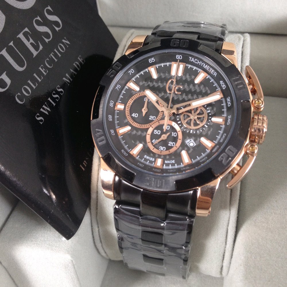 Jam Tangan Pria GU355 Collections GC X11001G2S black rosegold 47mm Original