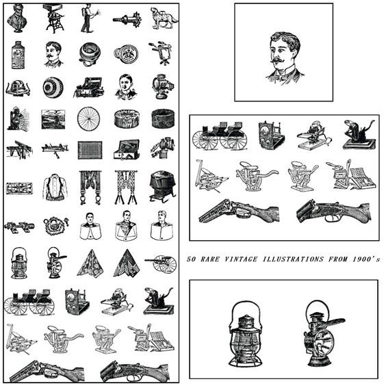 Rare Vintage Illustrations Vector Set - Vector Designs