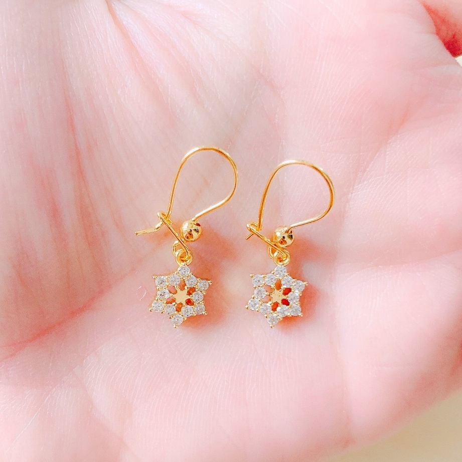 Anting Wanita BIntang Enam Ring Zirconia Gold Xuping