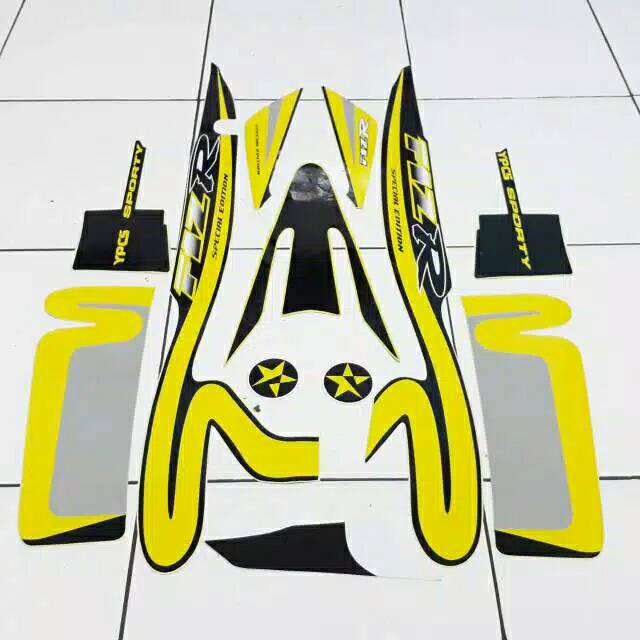 Striping sticker motor Yamaha fizR Caltex hitam kuning