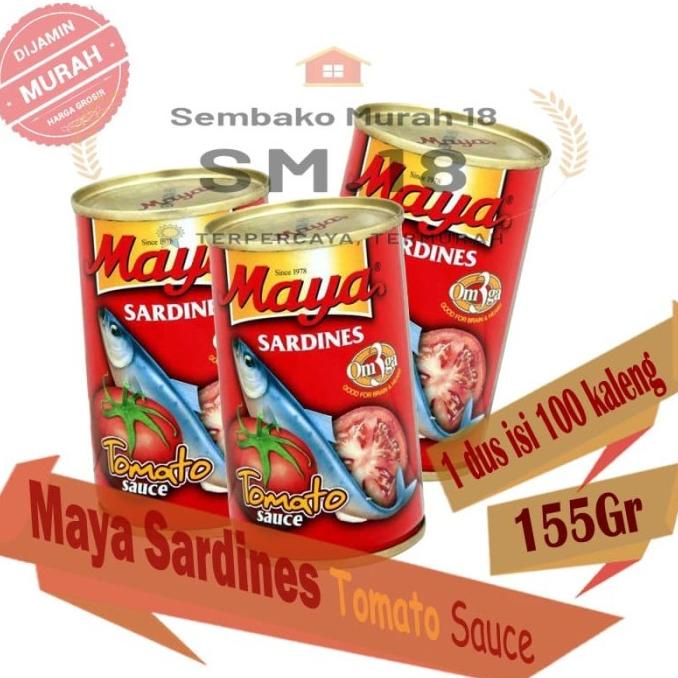 

Sarden Maya Kecil Saus Tomat Per DUS 155gr - Grosir Termurah - isi 100 ---Termurah---