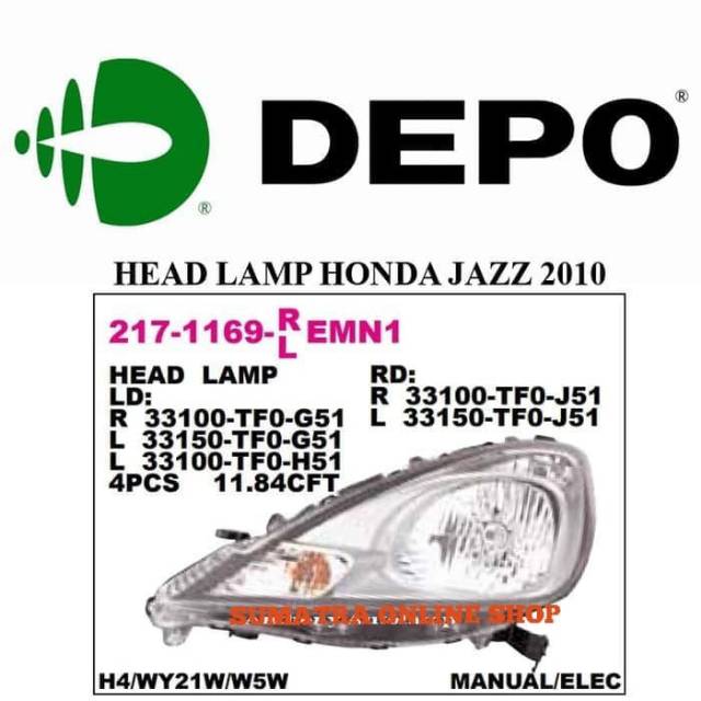 Lampu Depan Head Lamp Honda Jazz 2010 2011 2012 Depo