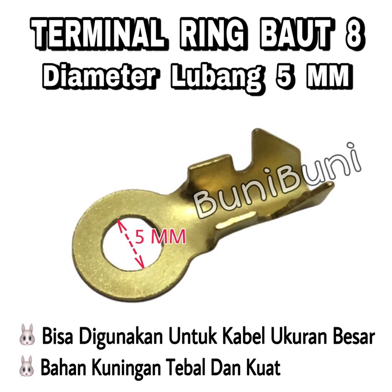 Terminal Skun Massa Ring Baut 8 TEBAL / M5 Diameter 5 MM Untuk Kabel Ukuran Besar - ECERAN