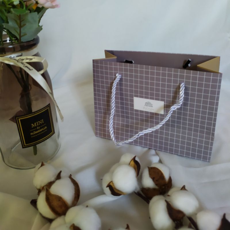 Paper Bag Motif Kotak S (PBP/03) | Goodie Bag | Tas Kertas Kado | Tas Ulang Tahun-Kotak Coklat