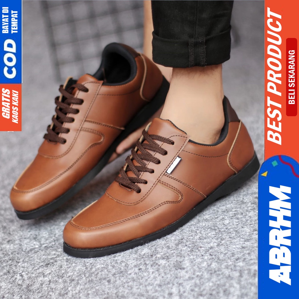 ABRHM COSENZA Sepatu Formal Casual Pria Kulit sintetis Pantofel Cowok Kerja Kantor Kuliah Ori