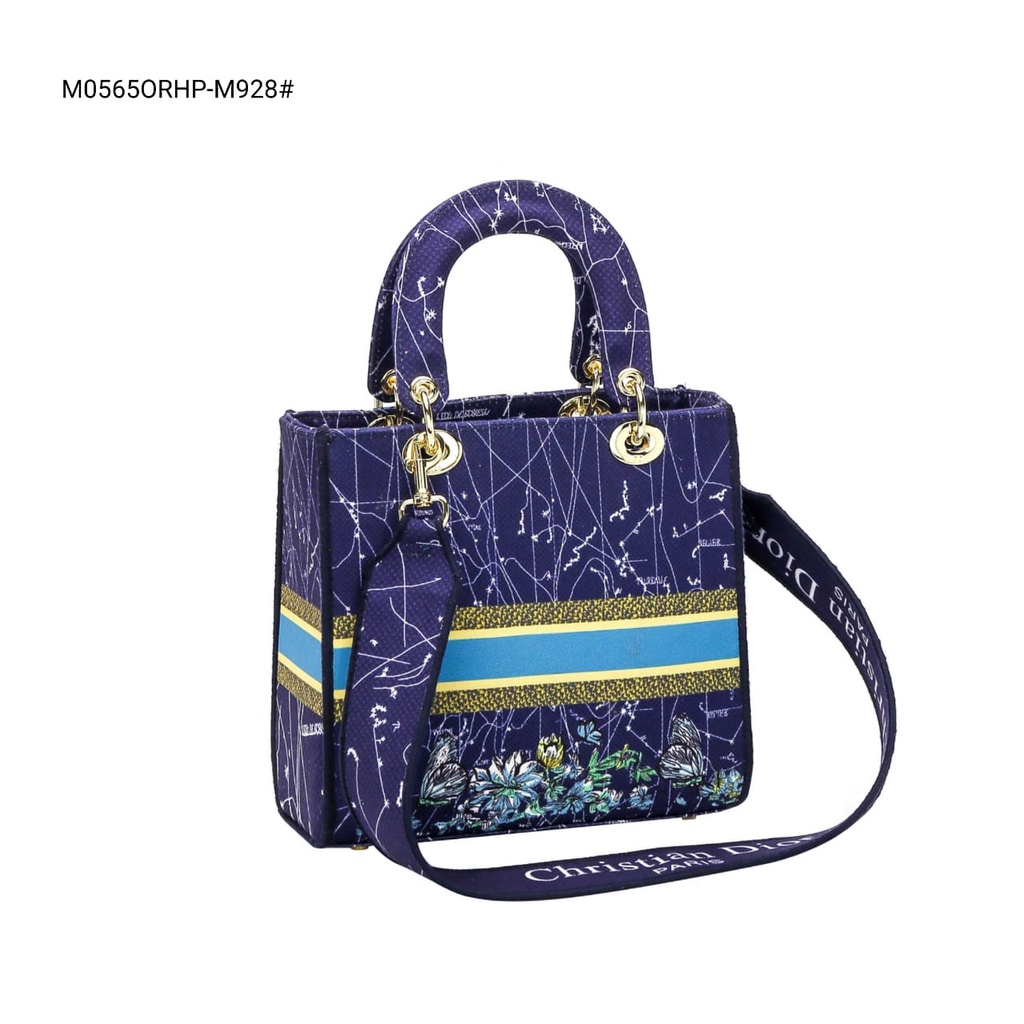 Lady Medium D-Lite Blue Constellatio Embroidery Handbag M0565ORHP-M928