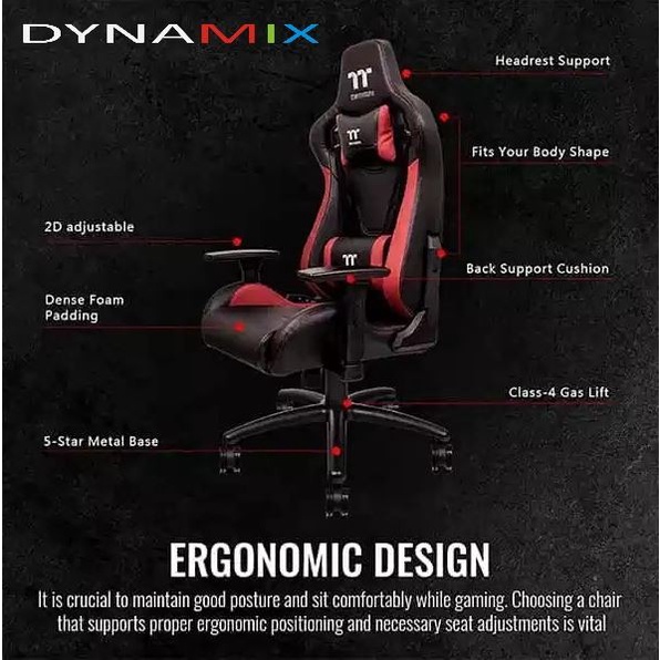 Kursi Gaming THERMALTAKE U FIT Gaming Chair | Black Red | Kursi Kantor