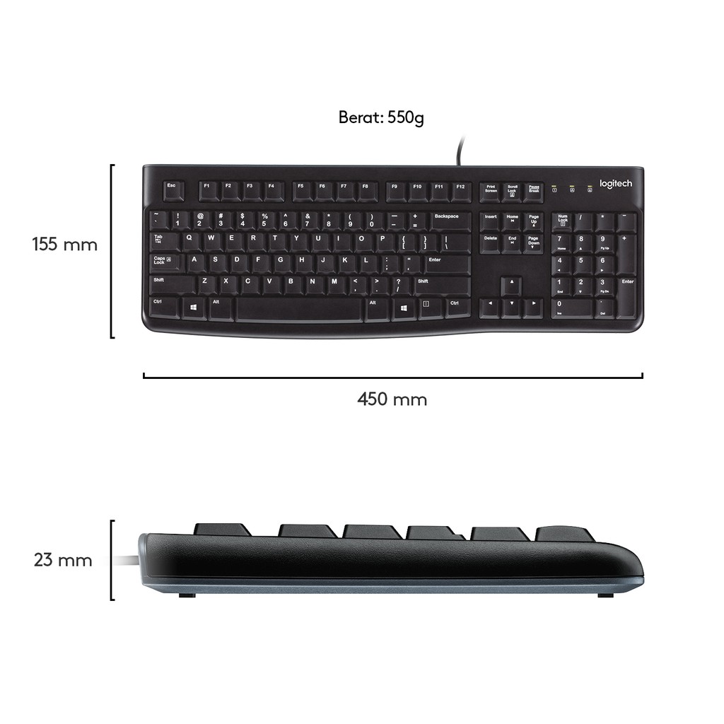 Logitech K120 Keyboard USB kabel Original