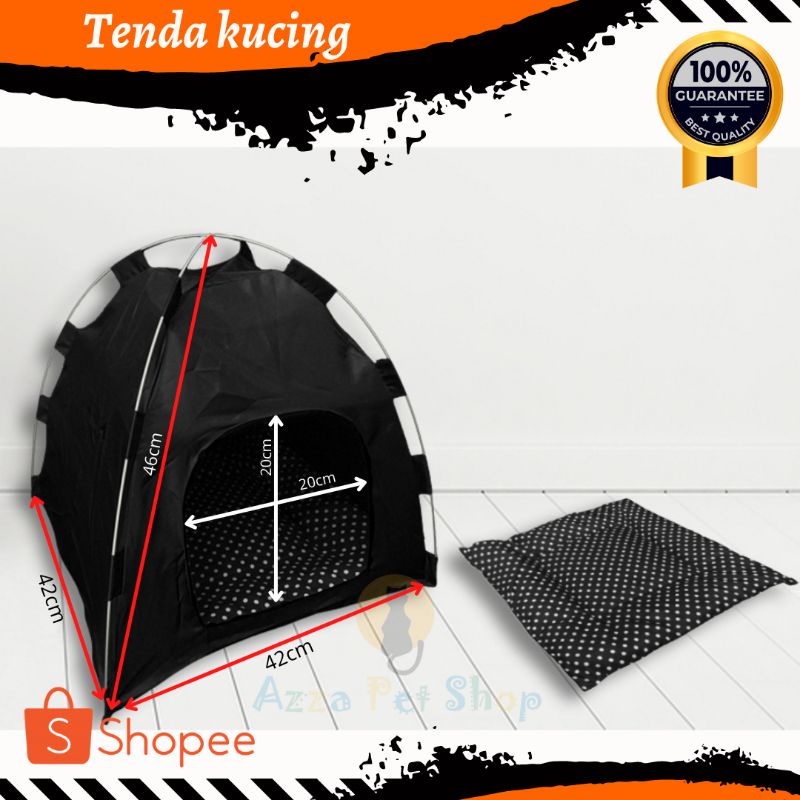 tenda kucing anjing murah bahan satin include bantal kucing