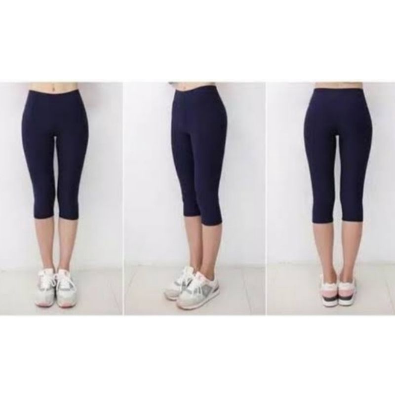 Celana Leging  Polos Ukuran 3/4 Legings Wanita Dewasa Halus Slimpit Lutut Jumbo Besar