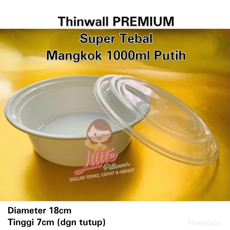 (MS1000 PUTIH)Thinwall PREMIUM Mangkok 1000 ml BAHAN SUPER TEBAL/ Mangkok plastik