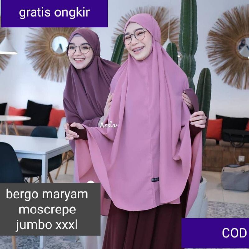 Khimar maryam jumbo(XXXL)Bergo maryam jumbojilbab maryam jumbo terbaru