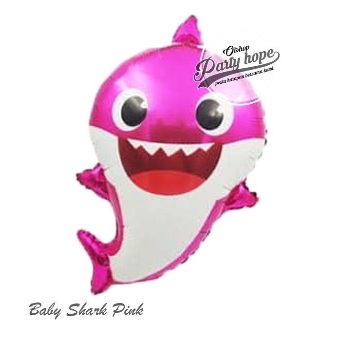 balon foil baby shark pink / balon plastik karakter kartun baby shark / balon karakter baby shark