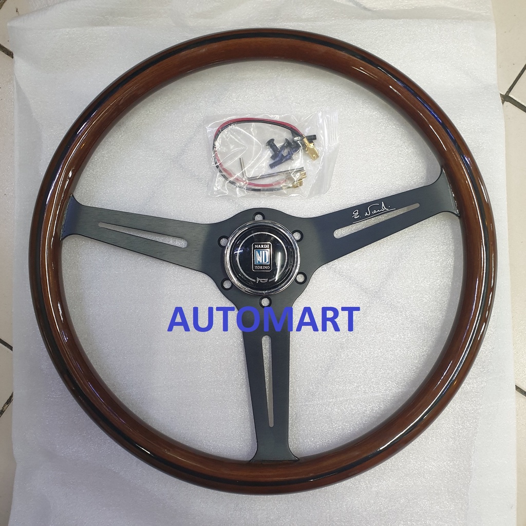 Stir Mobil Racing Steering Wheel Nardi Wood Kayu Classic Black Spoke