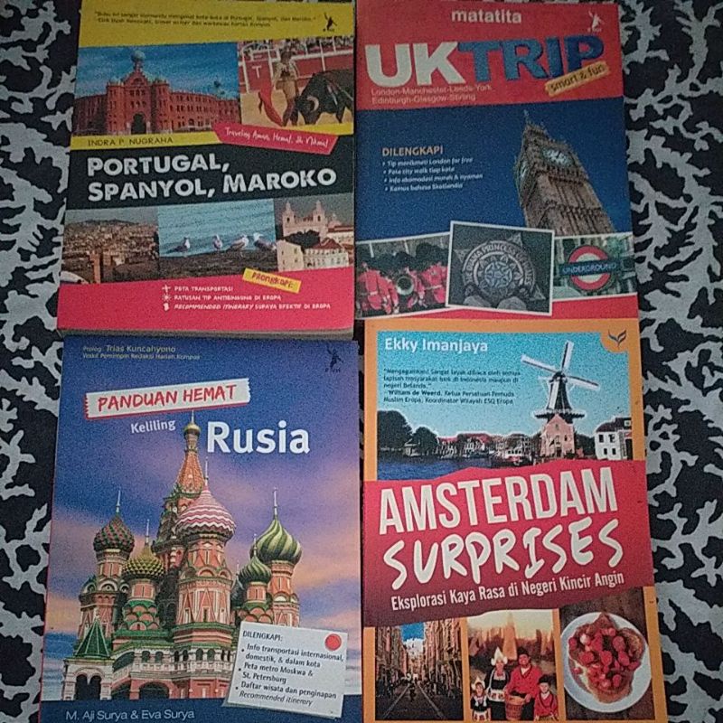 buku bekas panduan keliling : rusia, portugal, uk, amsterdam