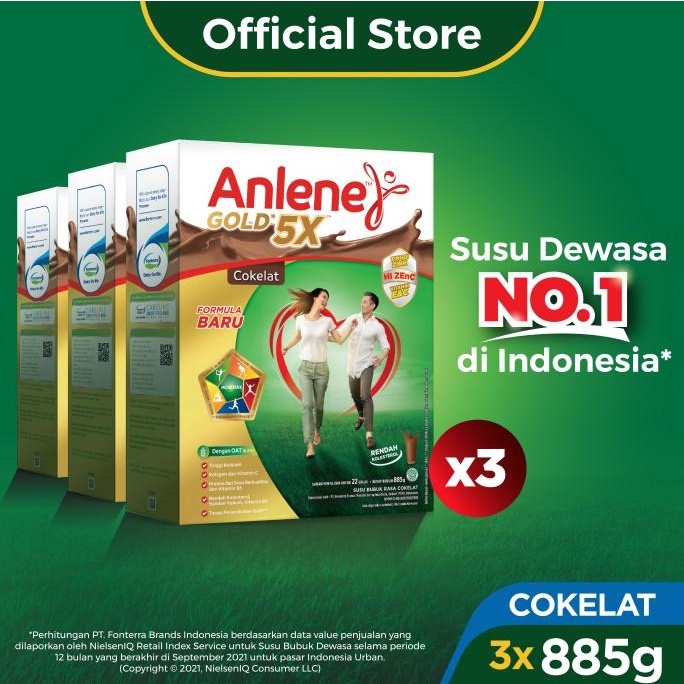 

(BISA COD) Anlene Gold 5X Susu Bubuk Cokelat 3 x 885g-Tulang, Sendi & Otot BERGARANSI Kode 112