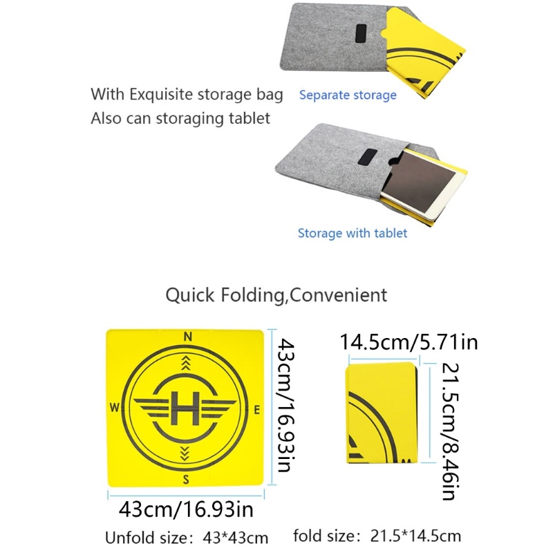 Zzz Landing Pad Lipat Dua Sisi Ukuran 43cm Untuk Drone Mavic / Mini 3 Pro / Avata